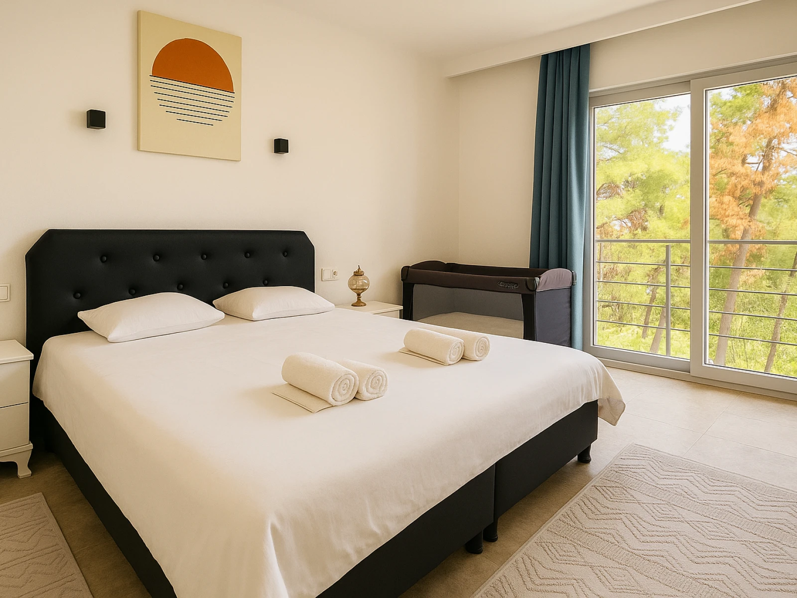 Kuşadası Lavender Residence A4 master bedroom with balcony access