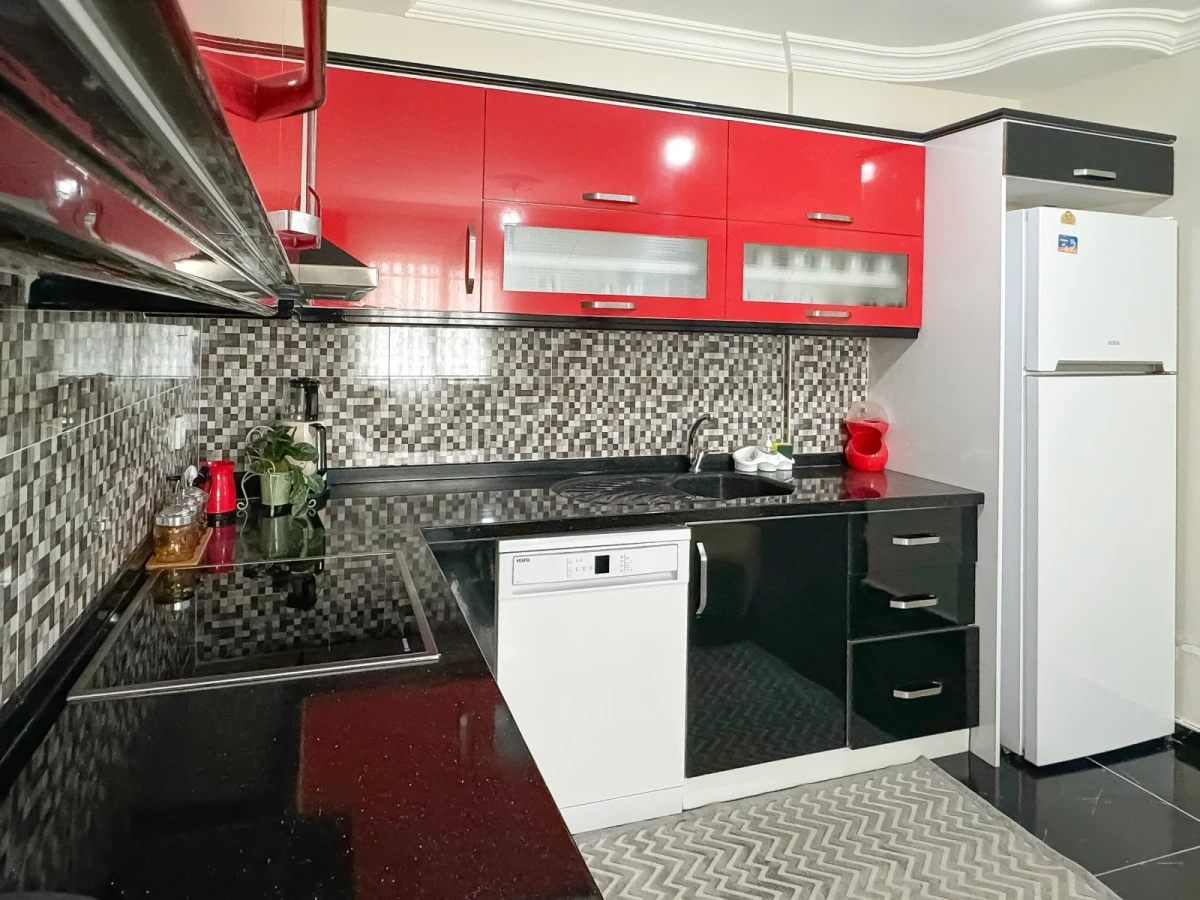 Fully equipped kitchen with countertop details