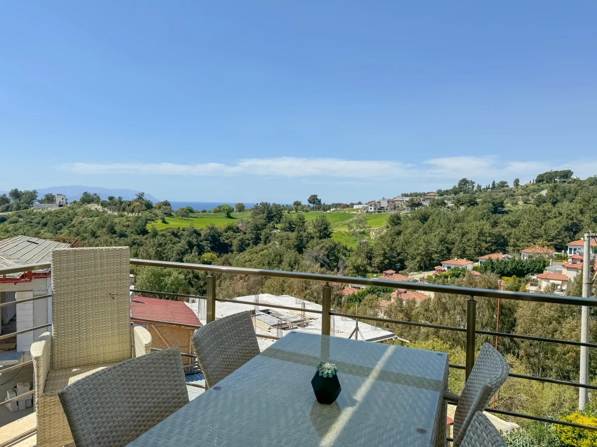 Spacious terrace with sunset and partial sea view in Kusadasi Sogucak