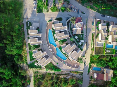 Aerial overall layout view of Lavender Residence in Kuşadası